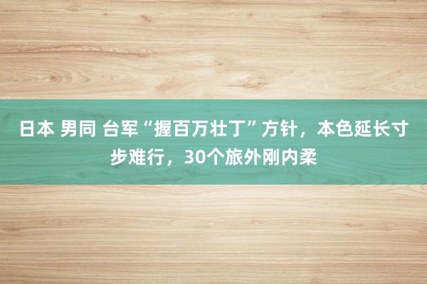 日本 男同 台军“握百万壮丁”方针，本色延长寸步难行，30个旅外刚内柔