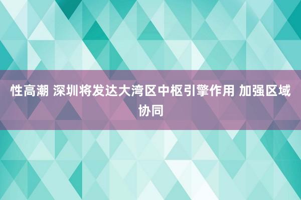 性高潮 深圳将发达大湾区中枢引擎作用 加强区域协同