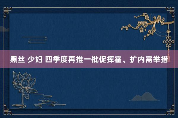 黑丝 少妇 四季度再推一批促挥霍、扩内需举措