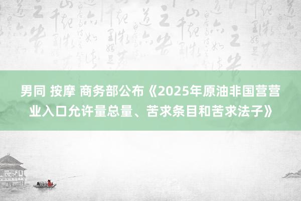 男同 按摩 商务部公布《2025年原油非国营营业入口允许量总量、苦求条目和苦求法子》