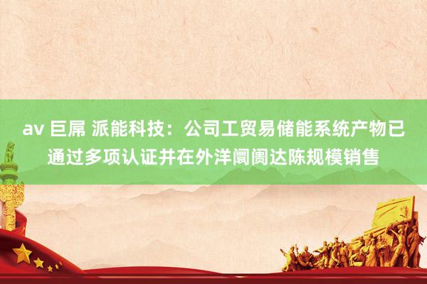 av 巨屌 派能科技：公司工贸易储能系统产物已通过多项认证并在外洋阛阓达陈规模销售