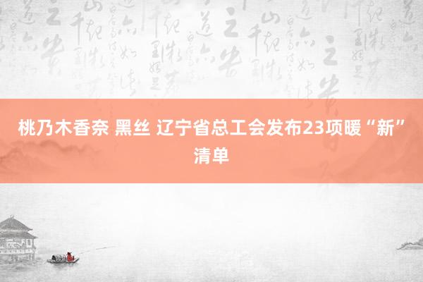 桃乃木香奈 黑丝 辽宁省总工会发布23项暖“新”清单