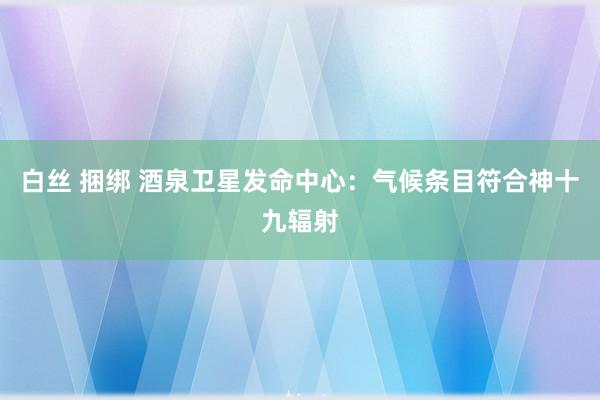 白丝 捆绑 酒泉卫星发命中心：气候条目符合神十九辐射