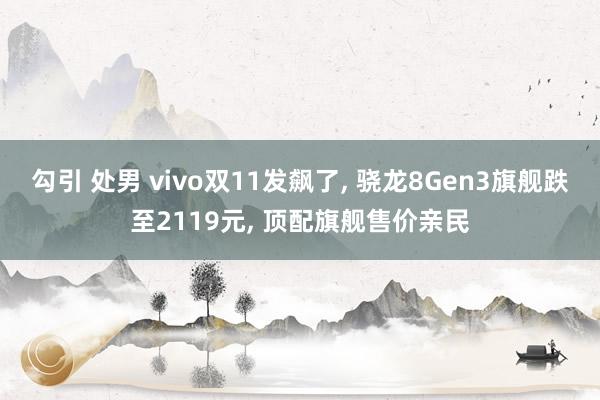 勾引 处男 vivo双11发飙了, 骁龙8Gen3旗舰跌至2