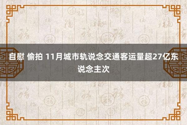 自慰 偷拍 11月城市轨说念交通客运量超27亿东说念主次