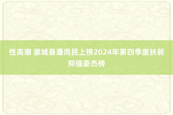 性高潮 蒙城县潘凤民上榜2024年第四季度扶弱抑强豪杰榜