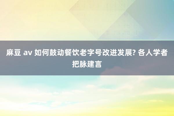 麻豆 av 如何鼓动餐饮老字号改进发展? 各人学者把脉建言